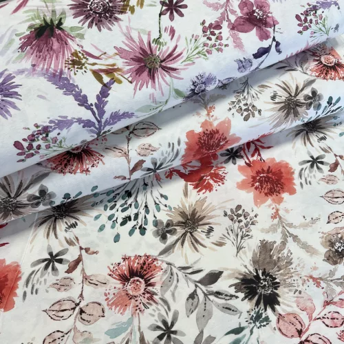 1,19 m EGYBEN KÉRHETŐ Festett mező: lila-mályvás virágok dekortextil (digitálisan nyomott)