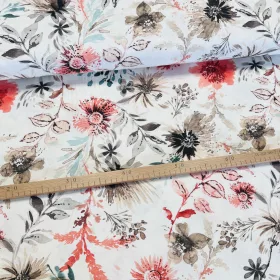   0,33 m EGYBEN KÉRHETŐ Festett mező: pirosas-barnás virágok dekortextil (digitálisan nyomott)