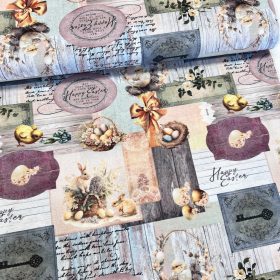   Happy Easter! húsvéti tojásos-nyuszis dekortextil (digitálisan nyomott)