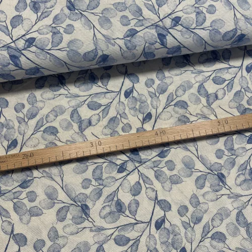 0,24 m EGYBEN KÉRHETŐ Natúros a. kék sűrű leveles dekortextil (A)
