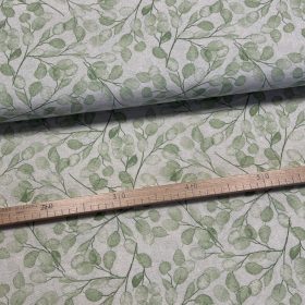 Natúros a. zöld sűrű leveles dekortextil (A)