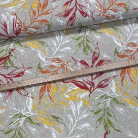 Natúros a. piros-narancs-zöld leveles dekortextil (A)