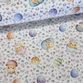 Cuki kiscsibés húsvéti dekortextil (világosabb)