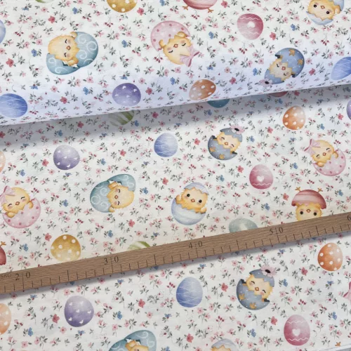 Cuki kiscsibés húsvéti dekortextil (világosabb)