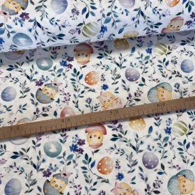 Kiscsibék lilás levelek között dekortextil