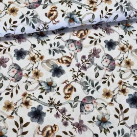   Kiscsibék virágok, szalagok között dekortextil (digitálisan nyomott)