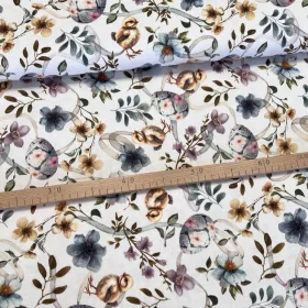   Kiscsibék virágok, szalagok között dekortextil (digitálisan nyomott)
