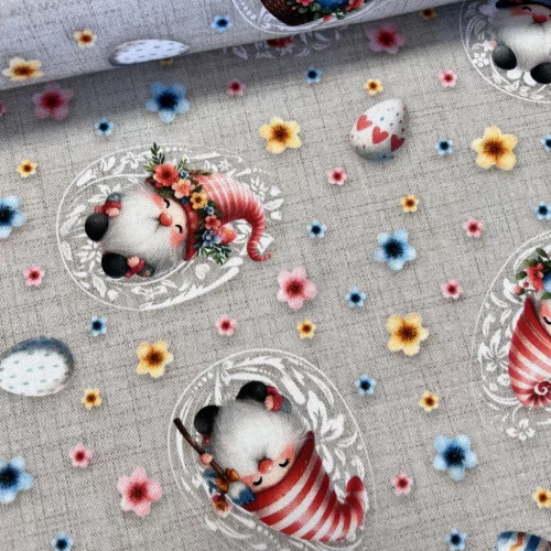 Cuki sapkás-szakállas manós húsvéti dekortextil (digitálisan nyomott)