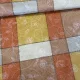 Narancs-citrom-terra négyzetes mintás IMPREGNÁLT dekortextil (FC)