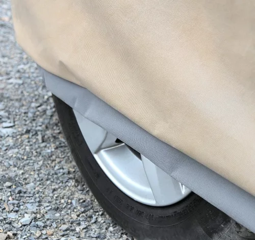 Vaj színű erős (vízhatlan, UV-álló) gyöngyvászon (#02 600/300D)