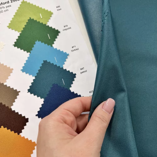 Petrol színű (vízhatlan, UV-álló) közepes vastagságú gyöngyvászon (#47 250D)