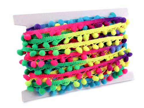 Szivárvány POM-POM szalag (3 cm-es, kisebb)