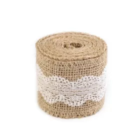   Vintage csipkés juta szalag: középen csipkés (2 m-es kiszerelés)