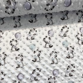 H. kékes-fehéres alapon zebrás-lufis minky plüss