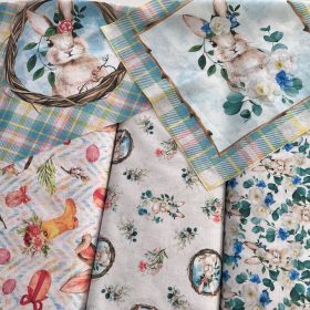   EXTRA AKCIÓS: Négyzetes húsvéti nyuszis textil panel (44*44 cm)