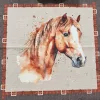 Barna keretes lovas textil panel No.1. (43*43 cm)