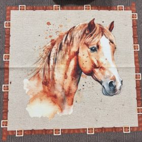Barna keretes lovas textil panel No.1. (43*43 cm)