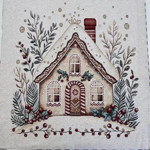 Karácsonyi csillogós szálas panel: Mézeskalács házikó (46*46 cm)