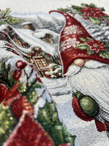 Karácsonyi csillogós szálas panel: Piros sapkás manó (46*46 cm)