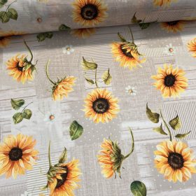   Napraforgós-kis fehér margarétás party vízlepergető szövet
