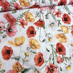   0,94 m EGYBEN KÉRHETŐ Sárga-piros pipacsos party vízlepergető szövet