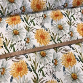   0,37 m EGYBEN KÉRHETŐ Sárga pitypang - fehér margaréta party vízlepergető szövet