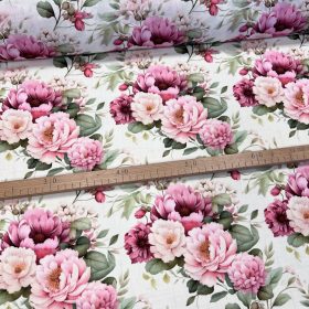 Rózsaszín bazsarózsás vízlepergető szövet