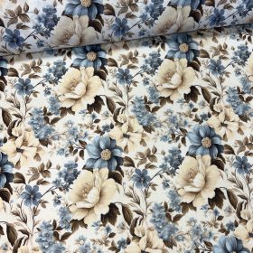   1,06 m EGYBEN KÉRHETŐ Kék-krém virágos vízlepergető szövet