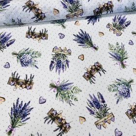 Fehér alapon levendula a polcon vízlepergető szövet