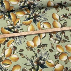   1,6 m EGYBEN KÉRHETŐ Zöldes alapon citromos - olivás vízlepergető szövet