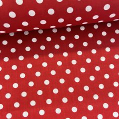   Extra puha: Piros a. 8 mm-es pöttyös (puha, puplin tapintású) pamutvászon