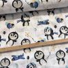 Pingvines kék lufikkal 160 cm sz. pamutvászon (KA)