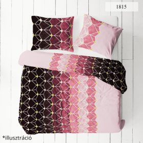   Fekete-mályvás-rózsaszín geometria mintás 160 cm sz. pamutvászon (KA)