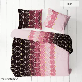   Fekete-mályvás-rózsaszín geometria mintás 160 cm sz. pamutvászon (KA)