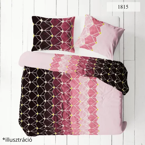 Fekete-mályvás-rózsaszín geometria mintás 160 cm sz. pamutvászon (KA)