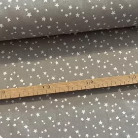   0,28 m EGYBEN KÉRHETŐ Szürke alapon fehér csillagos 160 cm sz. pamutvászon (KA)
