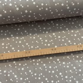   0,48 m EGYBEN KÉRHETŐ Szürke alapon fehér csillagos 160 cm sz. pamutvászon (KA)