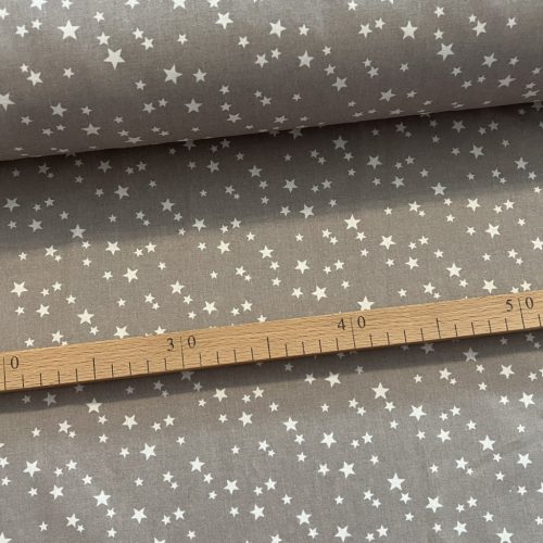 0,48 m EGYBEN KÉRHETŐ Szürke alapon fehér csillagos 160 cm sz. pamutvászon (KA)