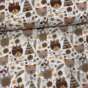 EXTRA AKCIÓS: Indián maci-róka-bagoly pamutvászon