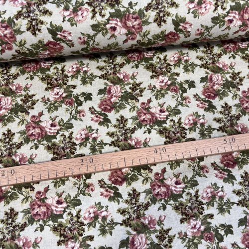 0,37 m  EGYBEN KÉRHETŐ Szépia rózsás pamutvászon