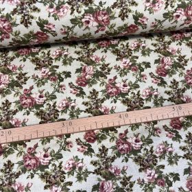 Szépia rózsás pamutvászon