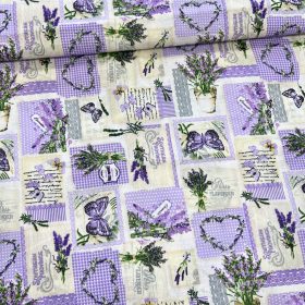   0,5 m EGYBEN KÉRHETŐ Dél-Provance levendulás pamutvászon