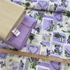   0,5 m EGYBEN KÉRHETŐ Dél-Provance levendulás pamutvászon