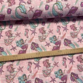 Rózsaszín sellős-kagylós pamutvászon