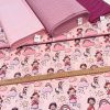 Rózsaszín királylányos-unikornisos pamutvászon