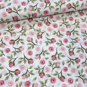   0,72 m EGYBEN KÉRHETŐ Világos a. púderrózsaszín rózsás pamutvászon