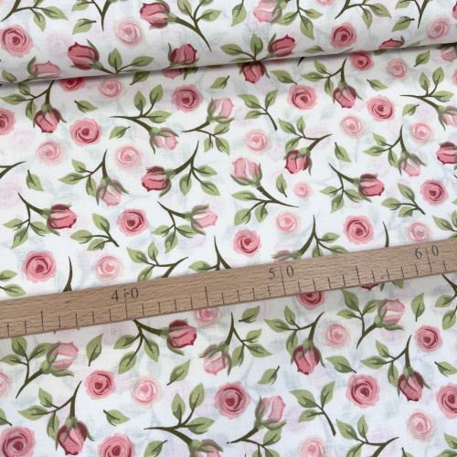 0,72 m EGYBEN KÉRHETŐ Világos a. púderrózsaszín rózsás pamutvászon