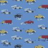 Kék alapon autós pamutvászon