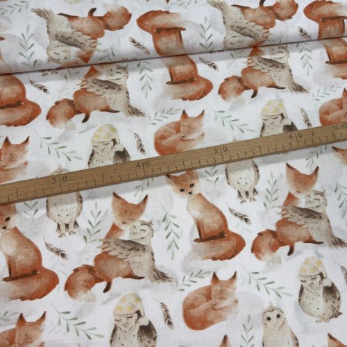 KIÁRUSÍTÁS: Róka-bagoly barátság 160 cm sz. pamutvászon