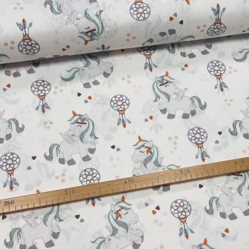 KIÁRUSÍTÁS: Unikornis-álomcsapdás 160 cm sz. pamutvászon (KA)
